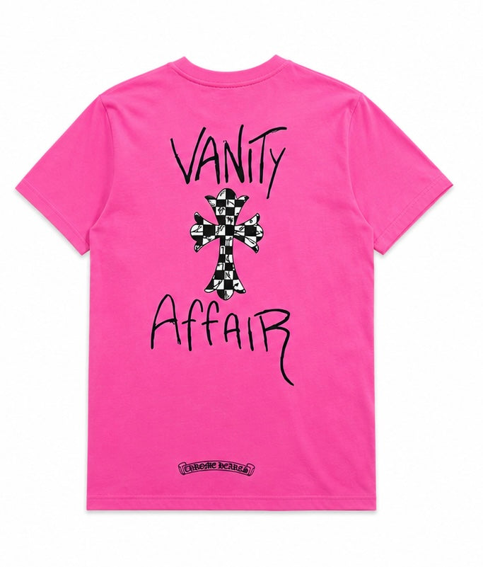 Vanity Affair Checker Cross Tee Pink back