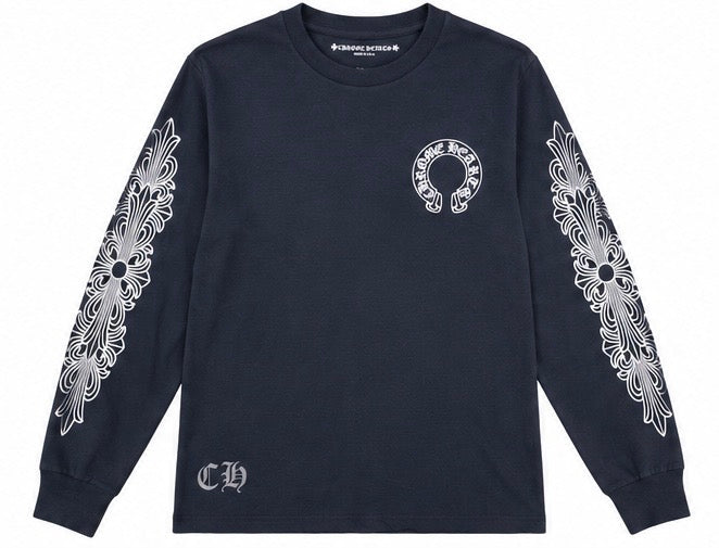 CH USA Floral Sleeve navy long sleeve front
