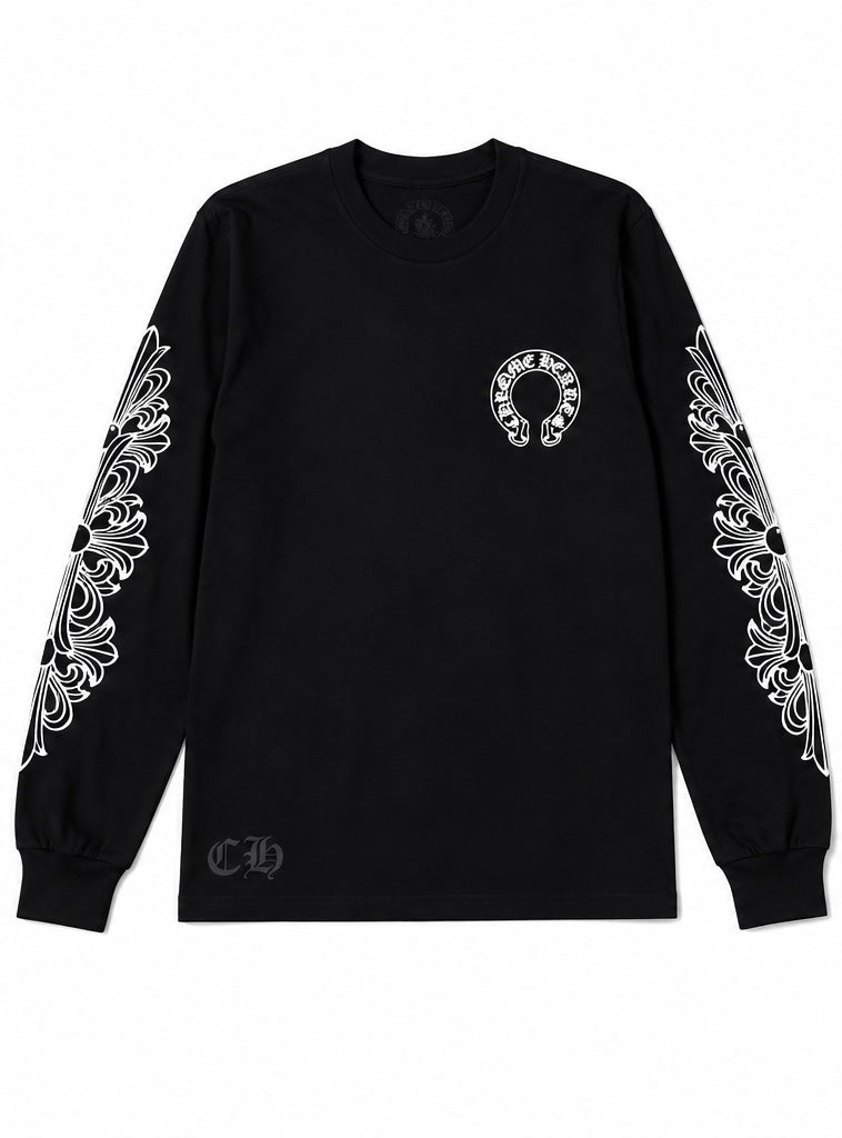 CH USA Floral Sleeve black long sleeve front