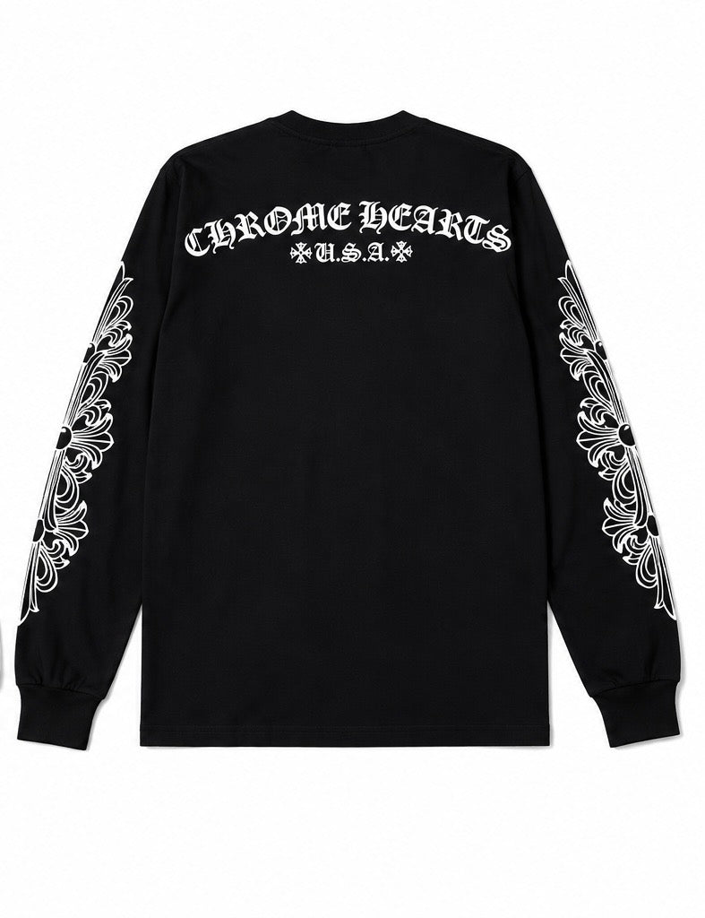 CH USA Floral Sleeve black long sleeve back