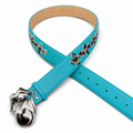 Turquoise belt with cross inlays and flame buckle