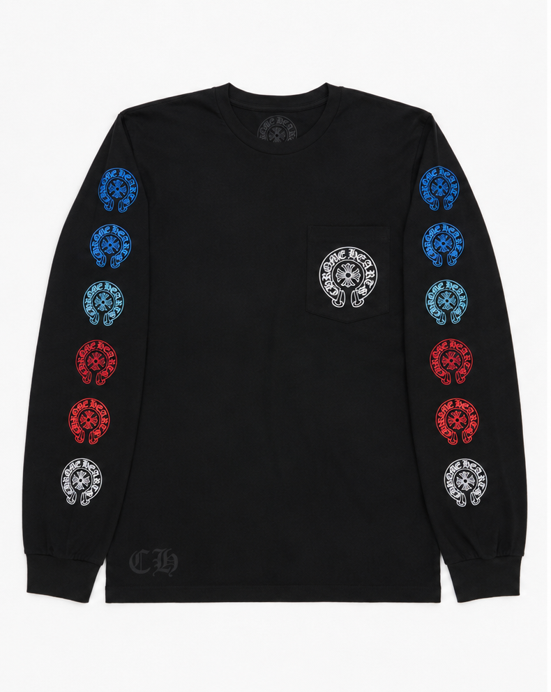 CH Multi-Color Horseshoe Long Sleeve Black front