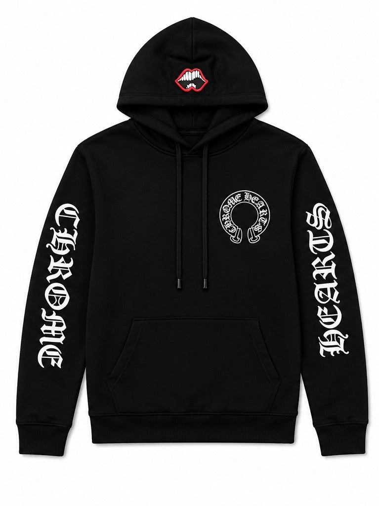 CH Chomper Lips Horseshoe Hoodie Black — front