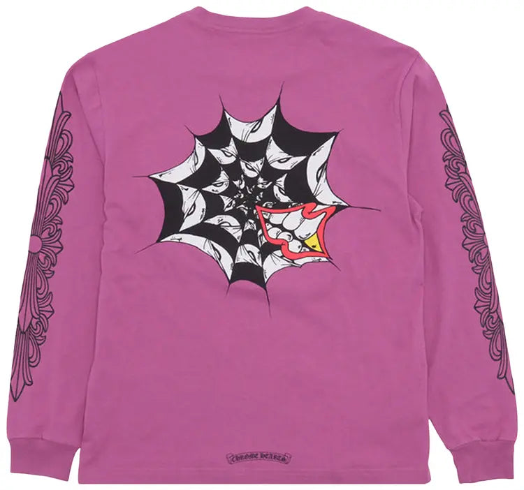 Chrome Hearts Pink Spider Web Matty Boy L/S - Back
