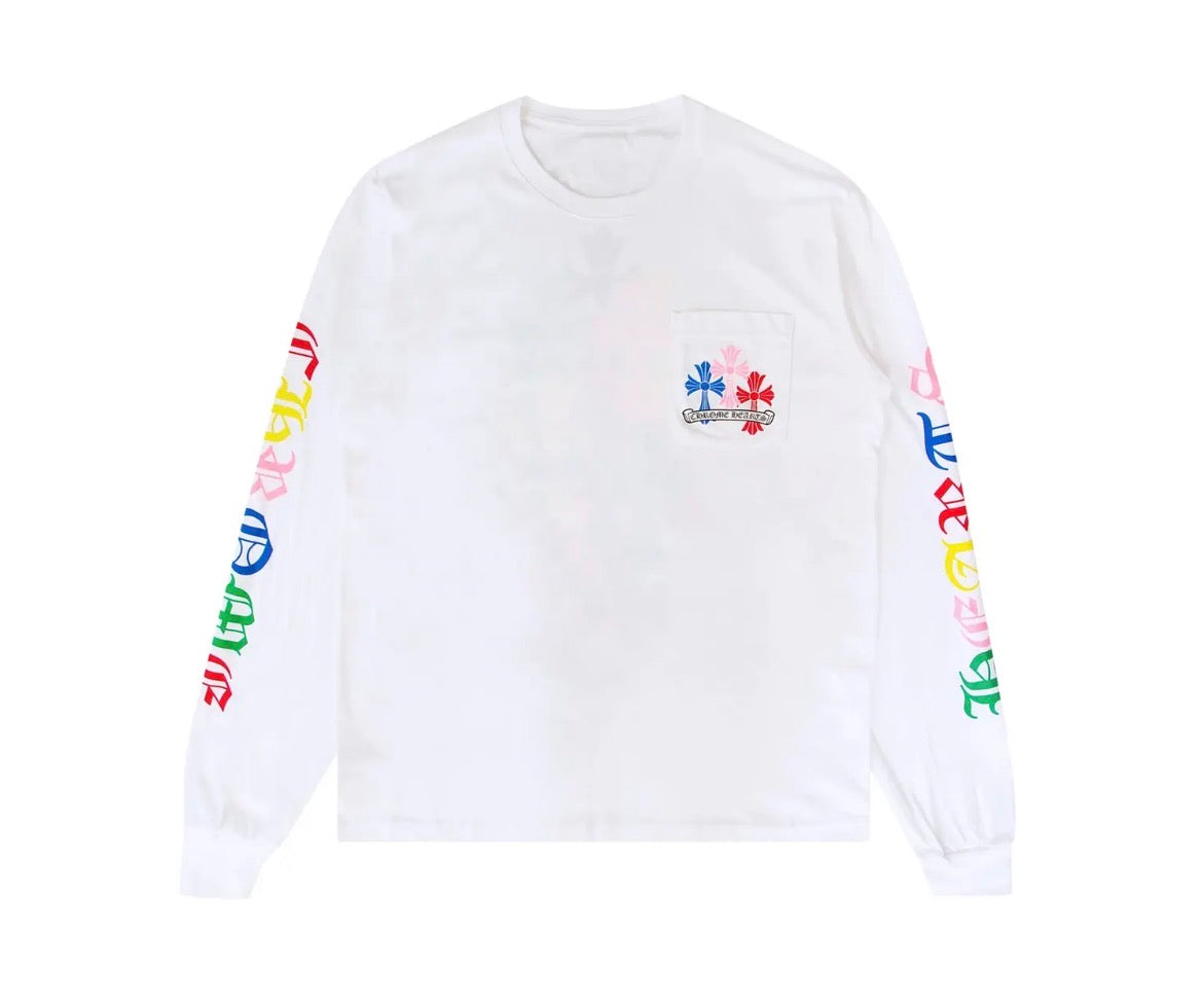 CH White Multicolored Cross Long Sleeve front