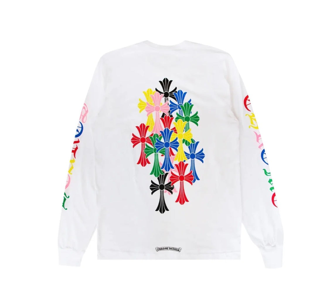 CH White Multicolored Cross Long Sleeve back