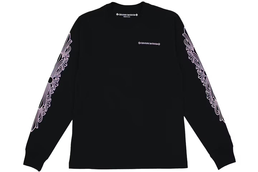 CH Pink Floral Sleeve black long sleeve front