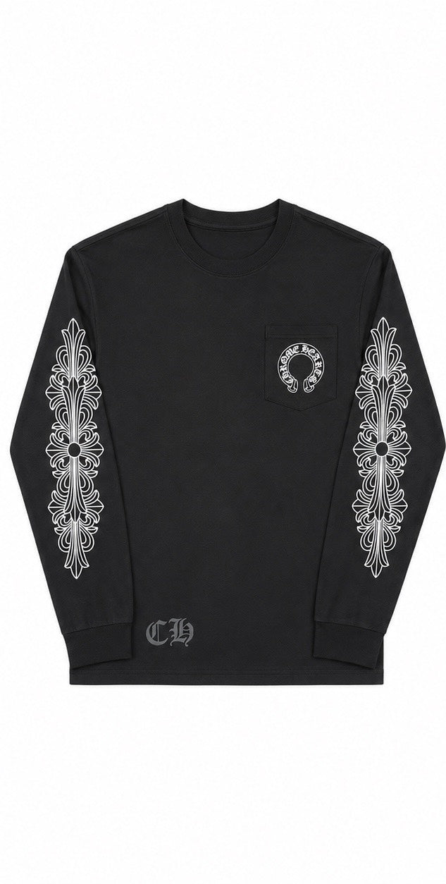 CH Black Floral Sleeve Long Sleeve front