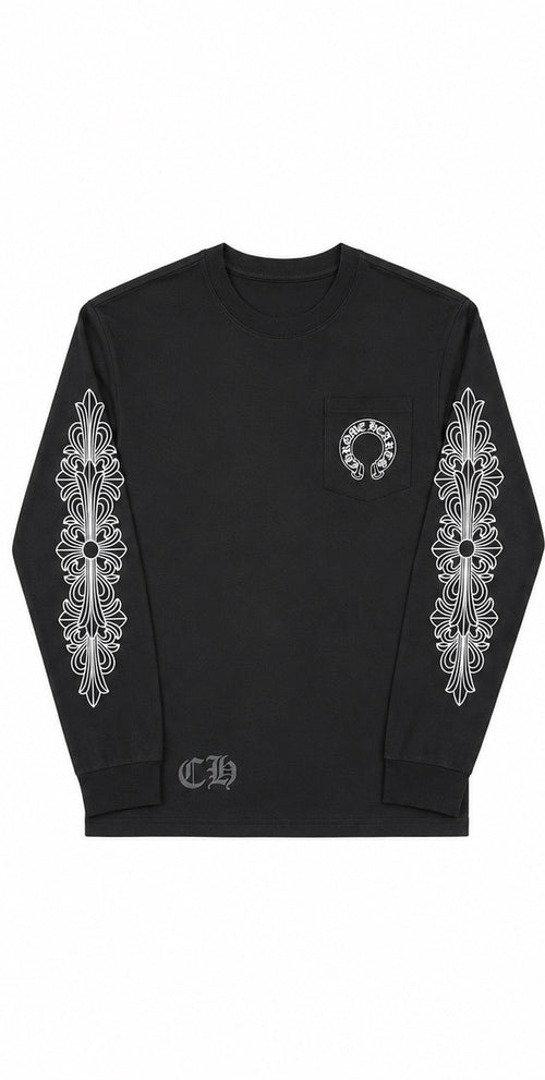 CH Black Floral Sleeve Long Sleeve front