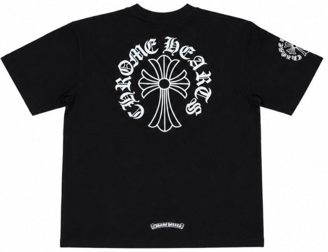 Gothic Neck Cross Pocket Tee Black back