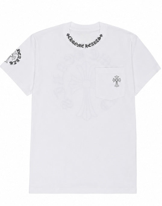Cemetery Cross Neck Tee White front