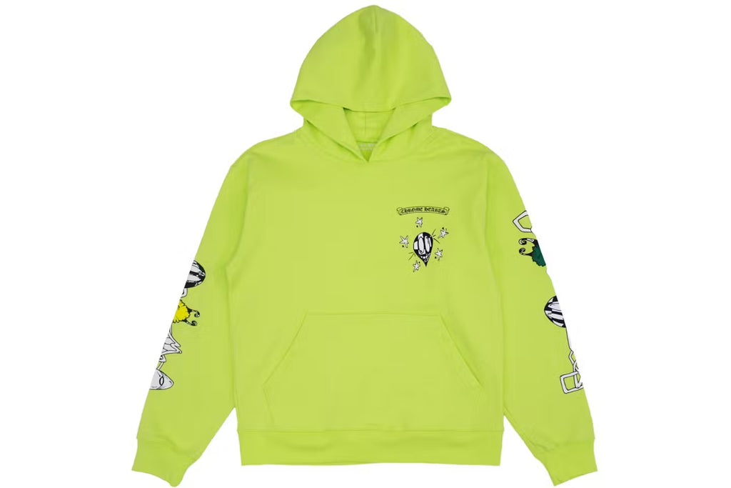 Chain Smiley Hoodie Neon Green - front