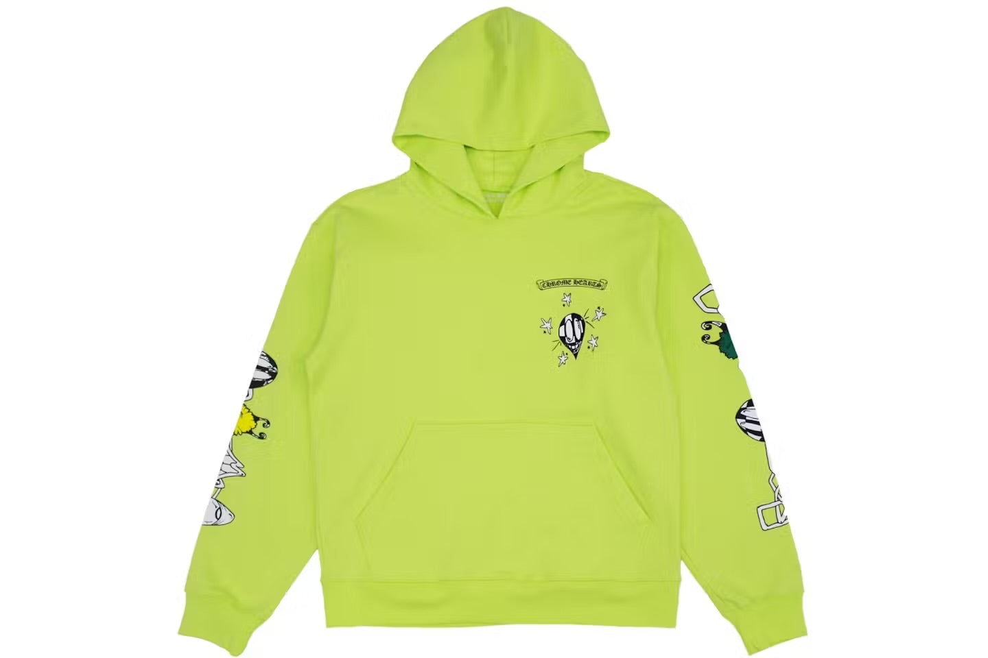 Chain Smiley Hoodie Neon Green - front