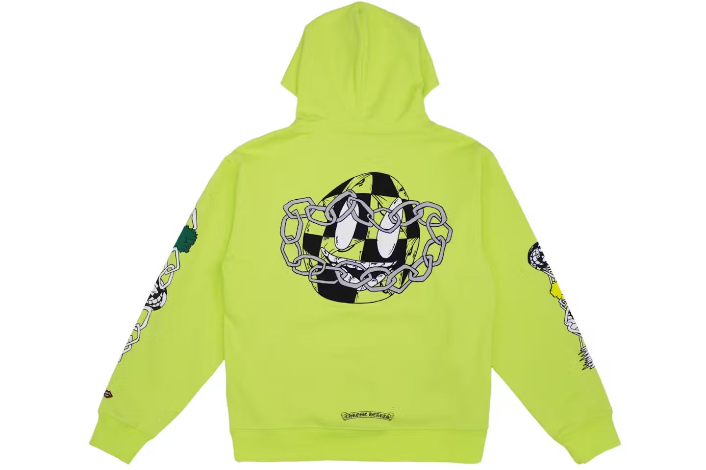 Chain Smiley Hoodie Neon Green - back