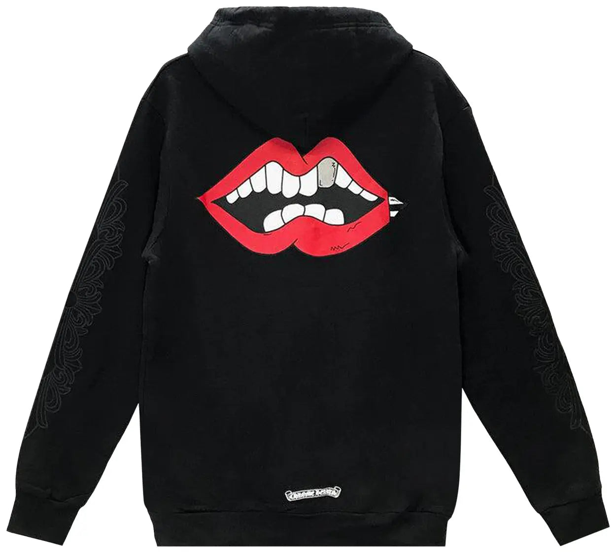 Chomper Lips Horseshoe Hoodie Black - back