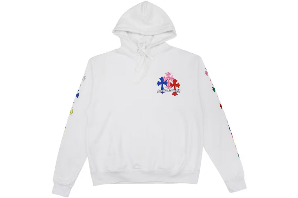 White Multi-Color Cross Hoodie Front
