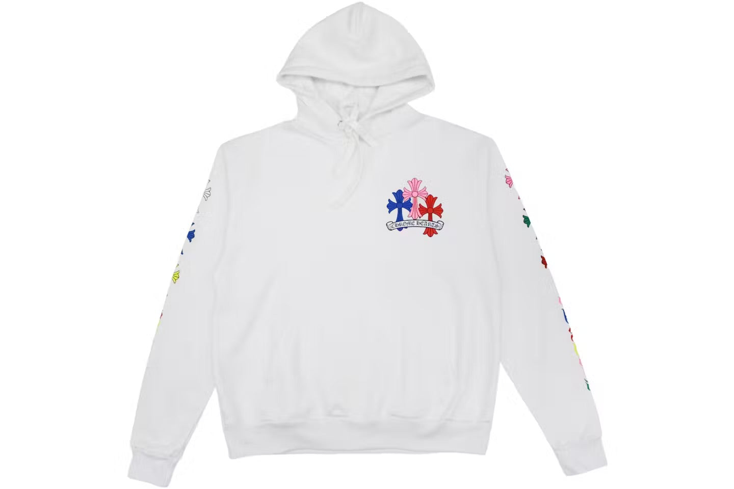 White Multi-Color Cross Hoodie Front