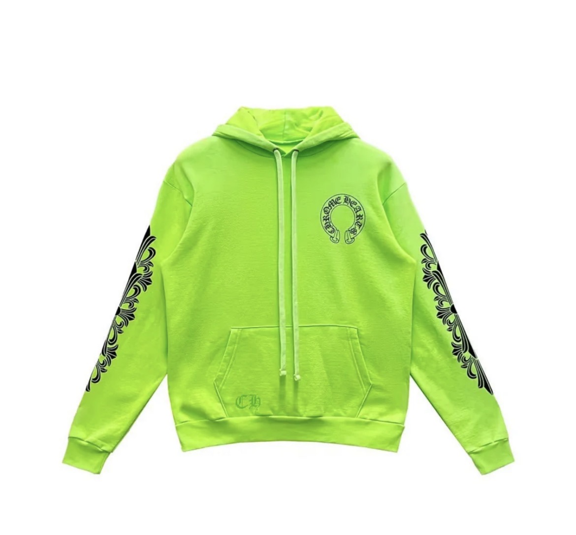 Neon Green Horseshoe Hoodie Front