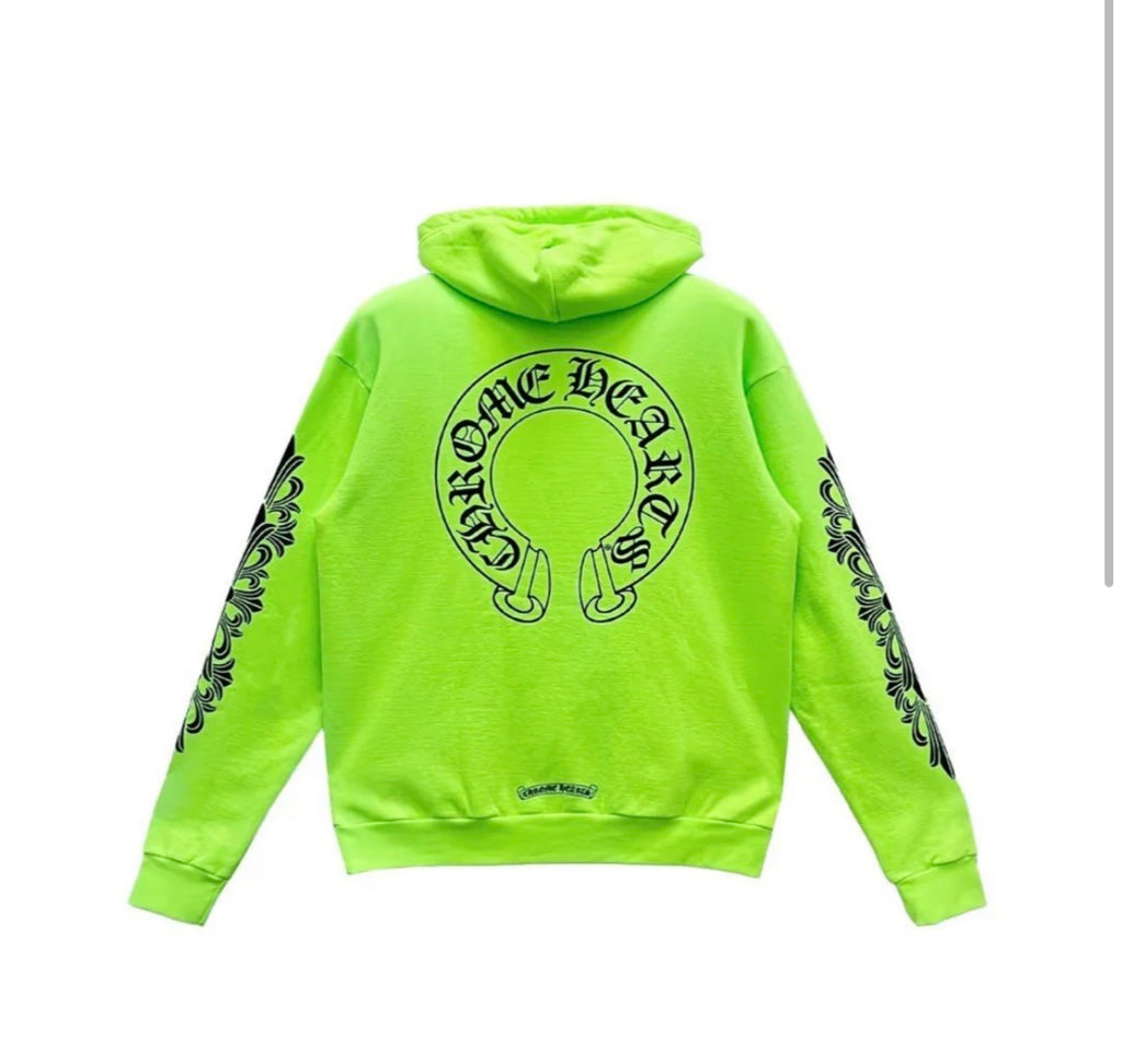 Neon Green Horseshoe Hoodie Back