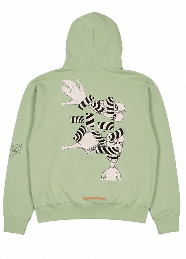 Matty Boy Striped Figure Hoodie Sage — back