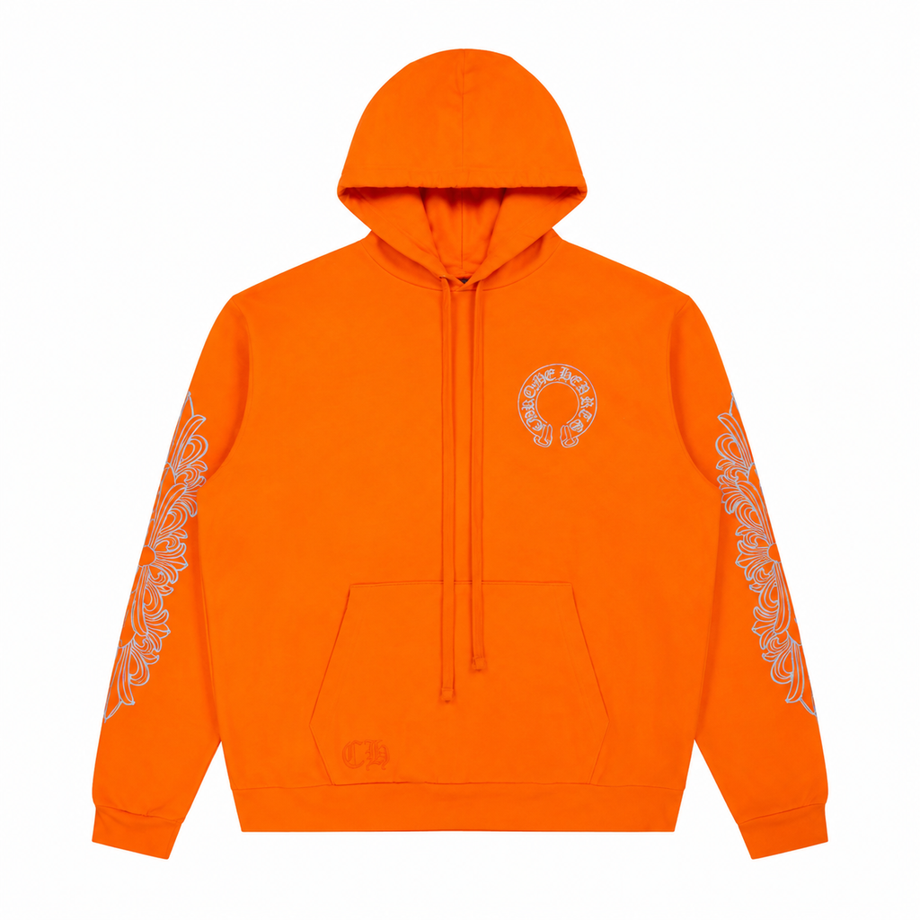Orange Horseshoe Hoodie Front