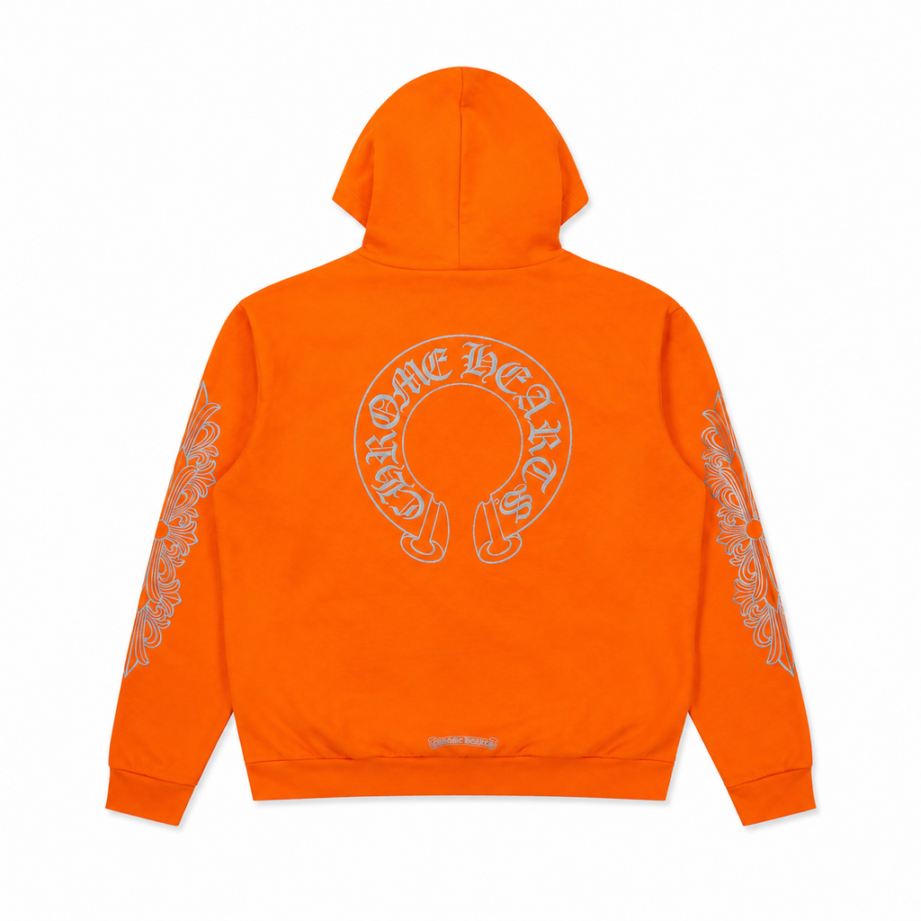 Orange Horseshoe Hoodie Back
