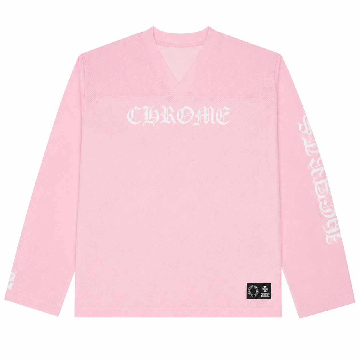 Pink CH mesh long-sleeve jersey front view