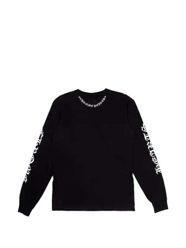 Script Neck Long Sleeve Black — Front