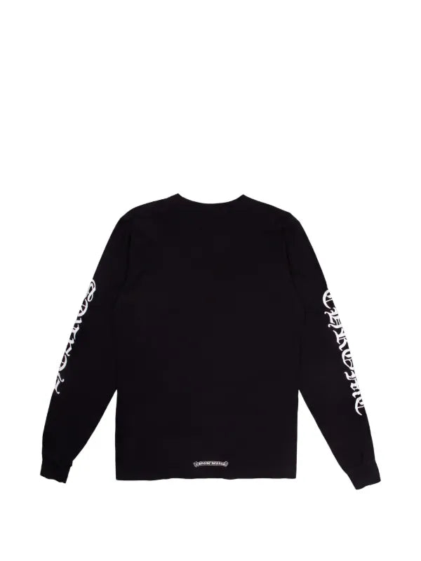 Script Neck Long Sleeve Black — Back