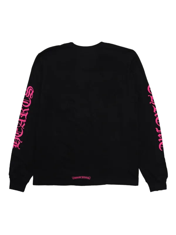 Pink Gothic Script Long Sleeve back