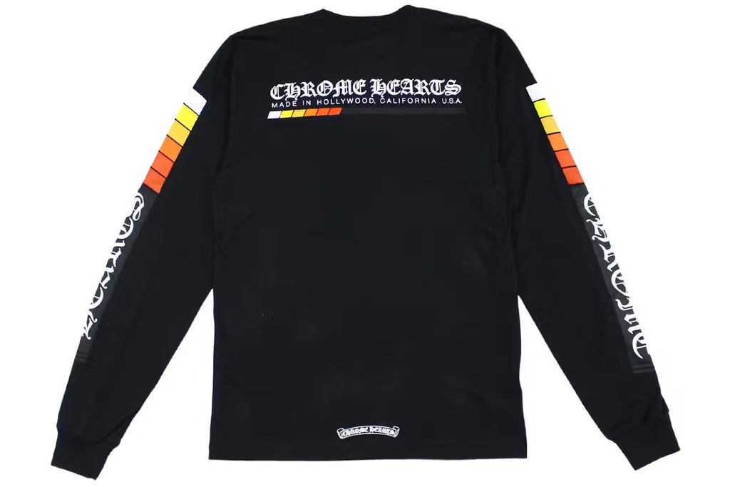 Stripe Sleeve Pocket Long Sleeve Black — Back