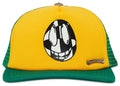Checker Smiley Trucker Hat Yellow Green front