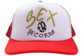 Sex Records Trucker Hat White Red