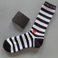 Striped Cross Crew Sock Black White