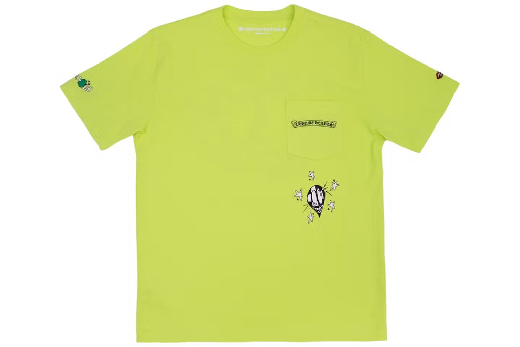 Chain Smiley Pocket Tee Neon Yellow front