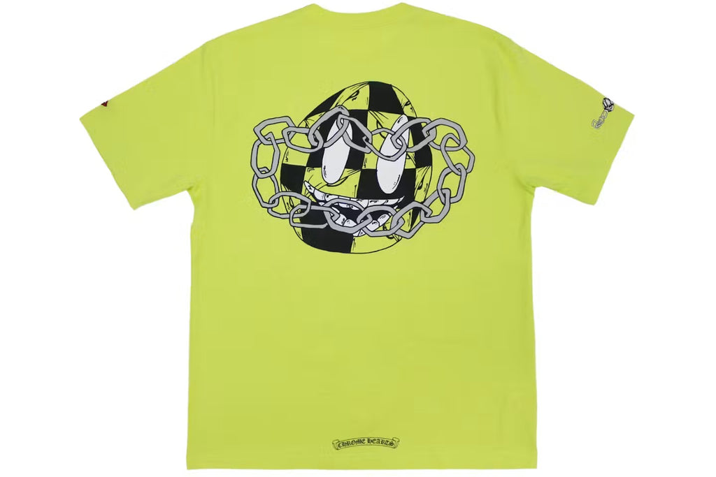 Chain Smiley Pocket Tee Neon Yellow back