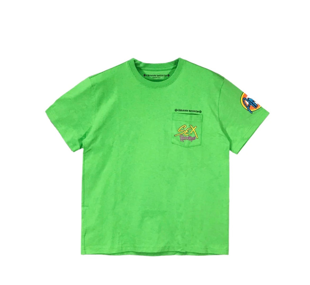 Sex Records Pocket Tee Green front