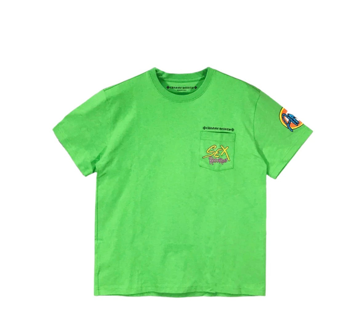 Sex Records Pocket Tee Green front