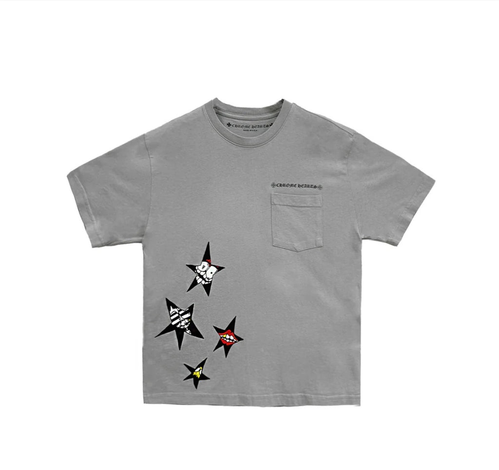 Star Punch Pocket Tee Grey front