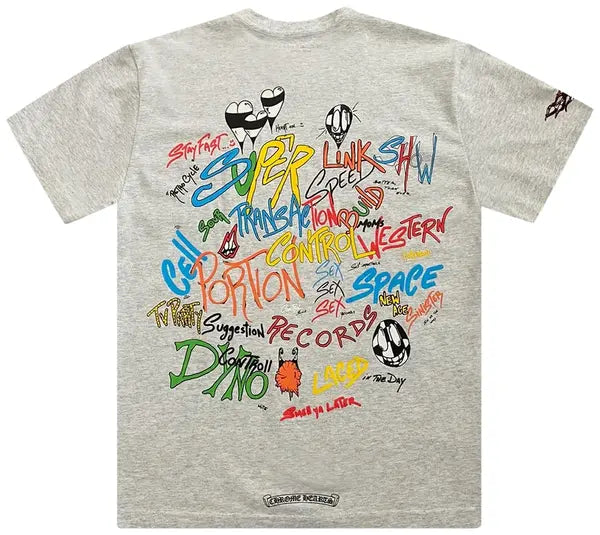 Graffiti Scrawl Pocket Tee Heather Grey back