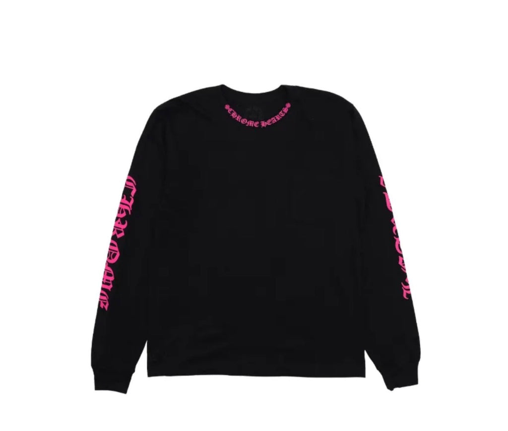 Pink Gothic Script Long Sleeve front