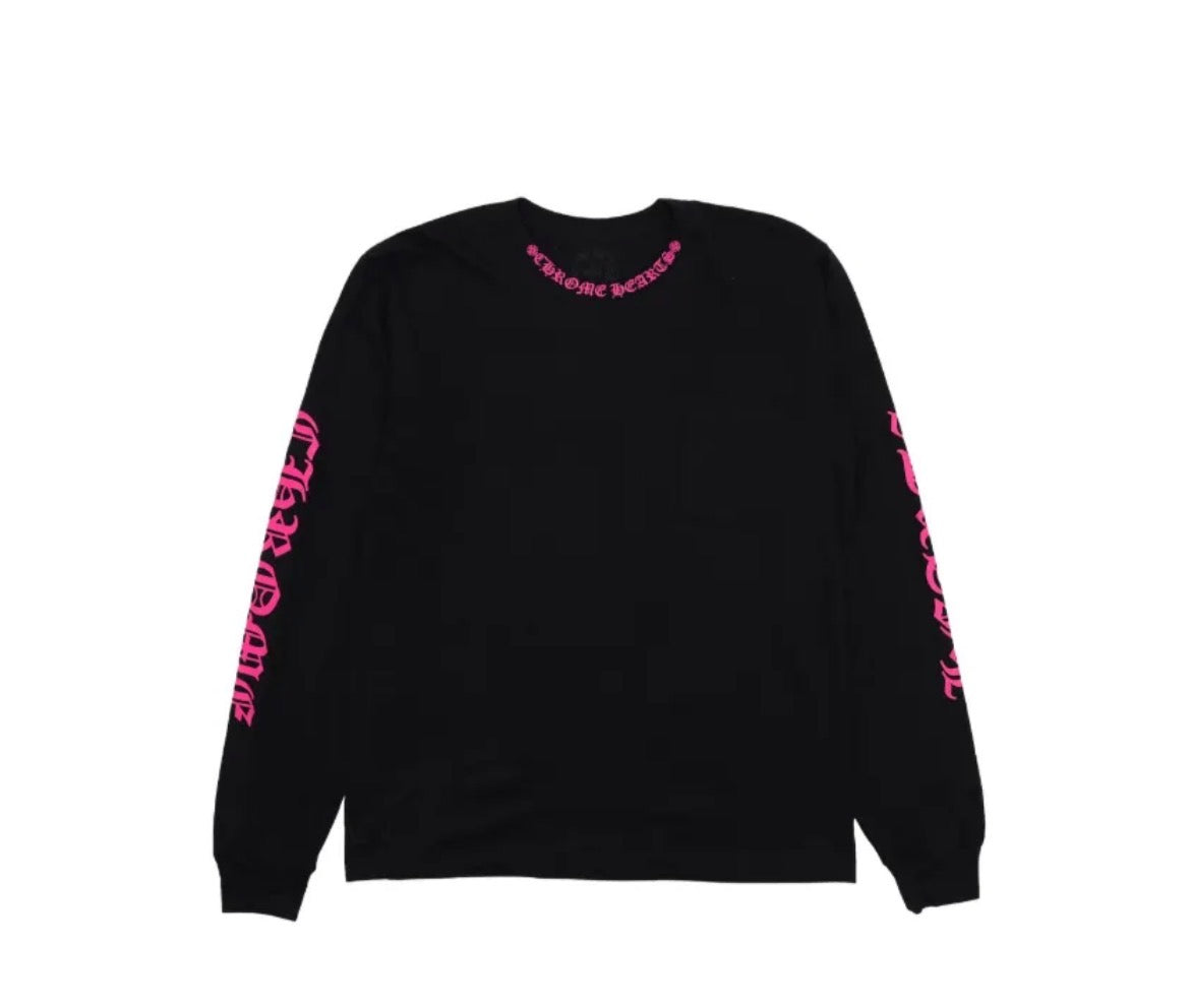 Pink Gothic Script Long Sleeve front