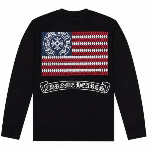 USA Flag Horseshoe Long Sleeve back