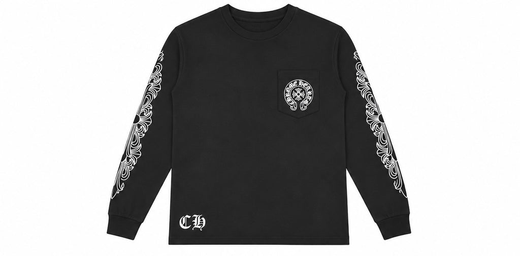 Floral Horseshoe LA Long Sleeve Black front