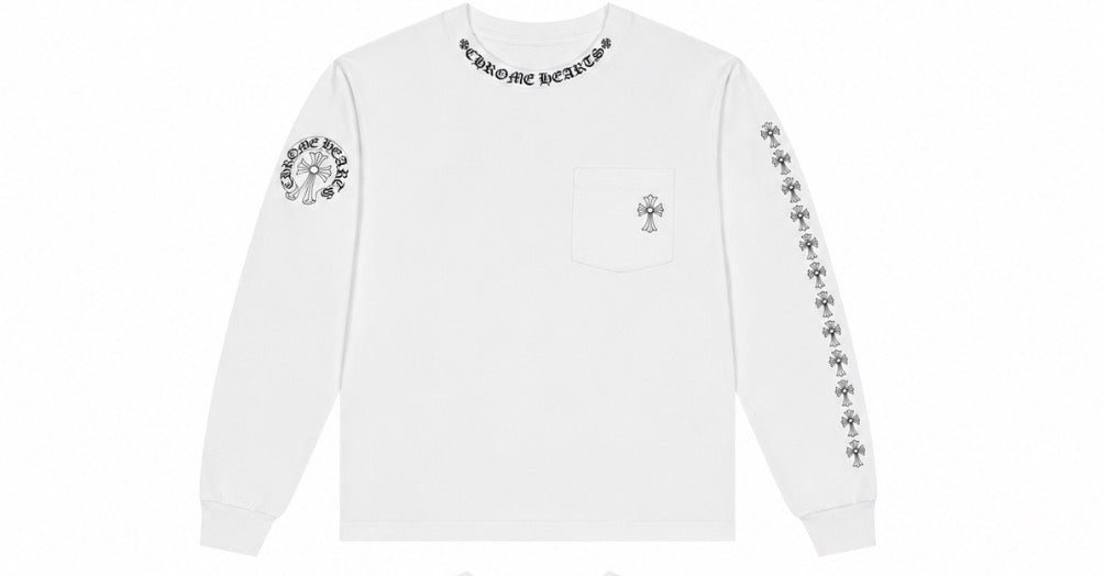 CH Neck Cross Pocket Long Sleeve White front