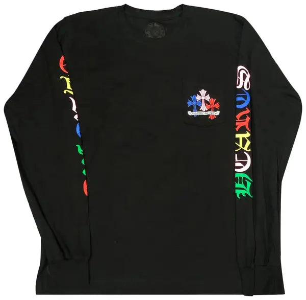 Multicolor Cross Pocket Long Sleeve Black front