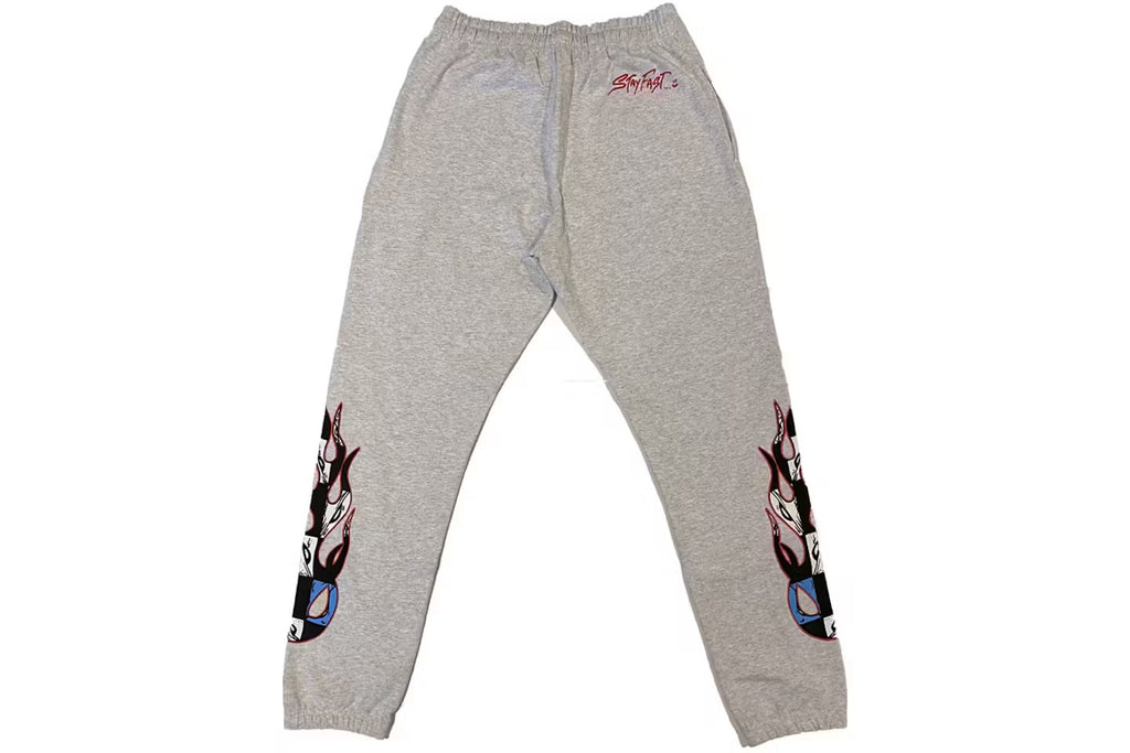 Grey Stay Fast Flame Sweatpants back