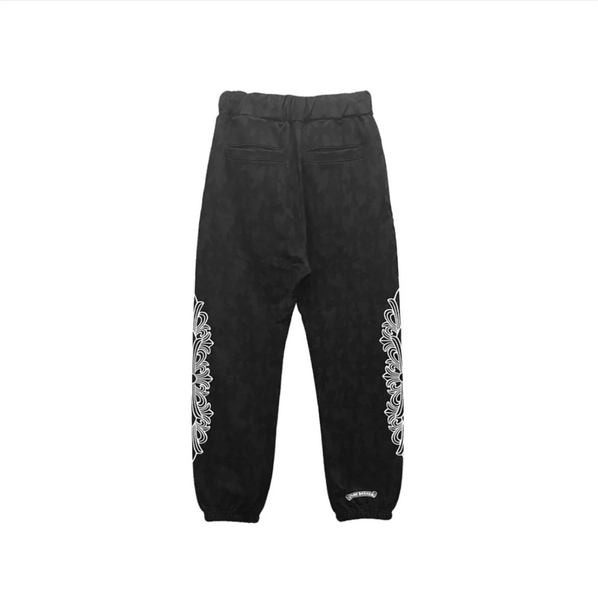 Black Monogram Floral Cross Sweatpants back