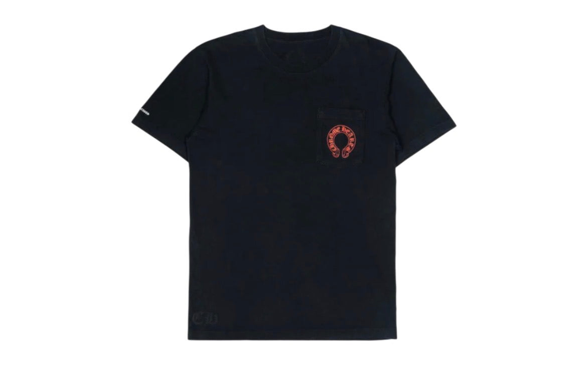 Red Horseshoe Pocket Tee Black front