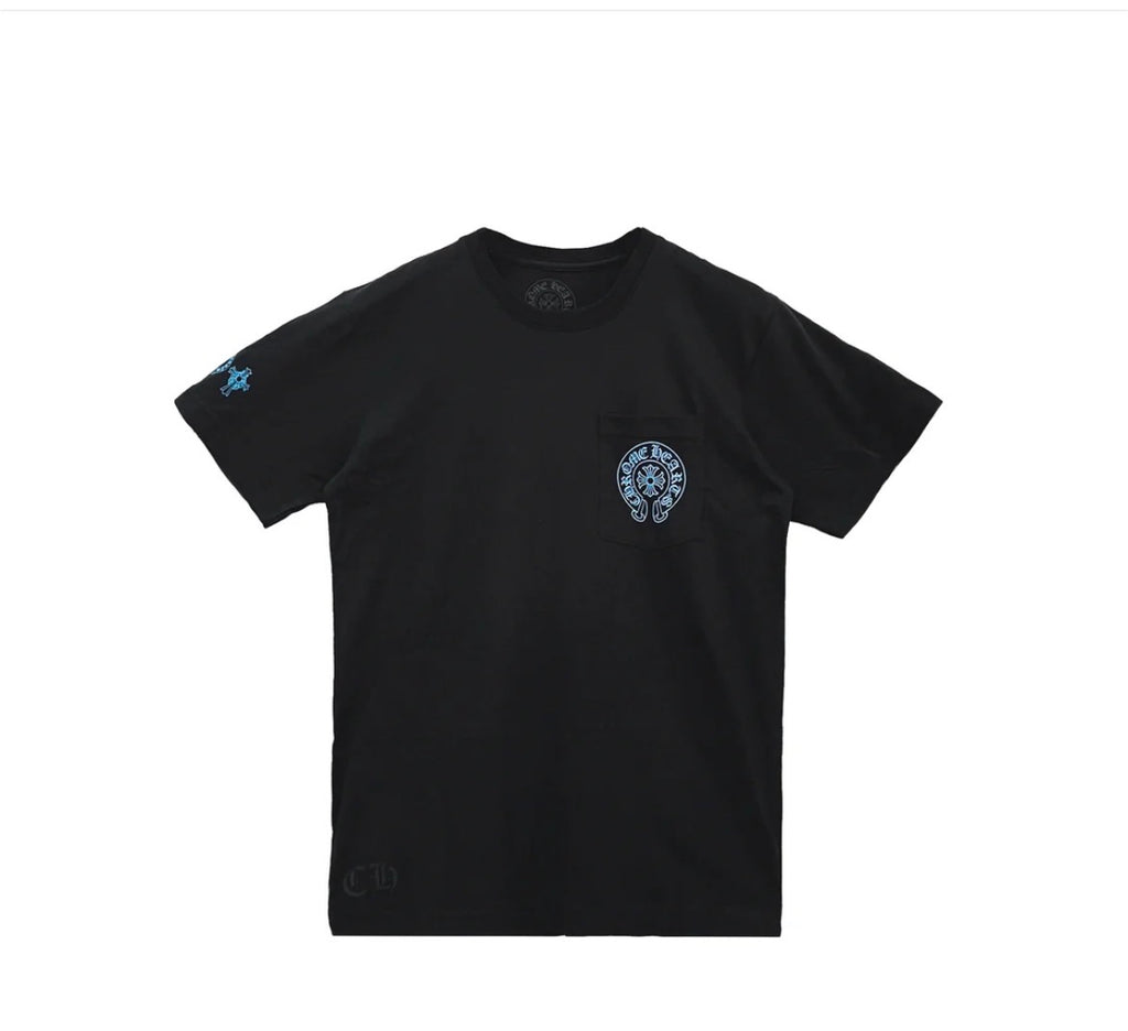 Blue Cross Cluster Pocket Tee — Black